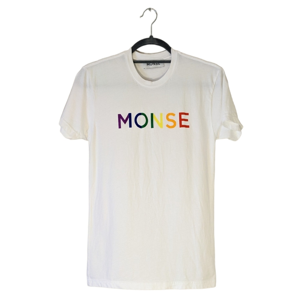MONSE white rainbow logo spell out tee - Pride LGBTQ+ queer lesbian bi gay 🌈